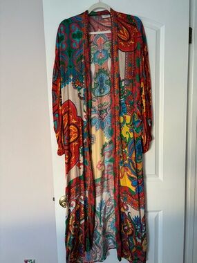 SAACHI Multicolor Paisley Open-Front Duster